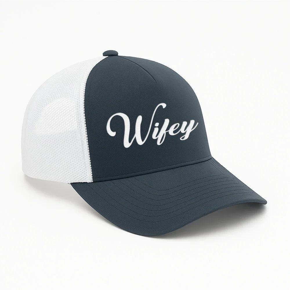 Embroidered Wifey Trucker Hat – Classic Mesh Cap for Wedding or Anniversary